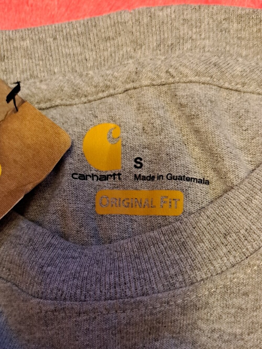 Men's Carhartt Gray Short Sleeve Pocket Tee - Crewneck NWT - Picture 4 of 6